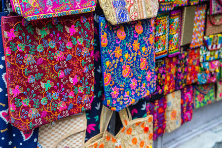 Indian colorful handcraft Embroidery bags, Handmade designer cotton women s purse and hand bags, indian market - Imageの写真素材