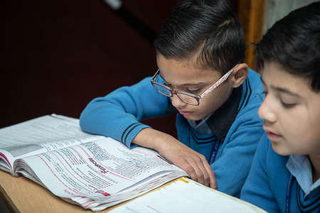 Jodhpur, Rajasthan, India - Jan 10th 2020: Primary indian students studying in the Classroom Taking...