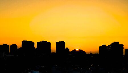 Sunrise over city of Surat, Gujarat, India. cityscapeの写真素材