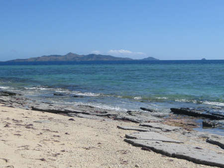 Looking out at sea on a Fijian islandの写真素材