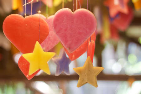 Variety of candles, heart-shaped and colorful stars give a fresh feeling.の写真素材