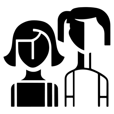 Girl and boy vector icon. Simple illustration of girl and boy vector icon for webのイラスト素材