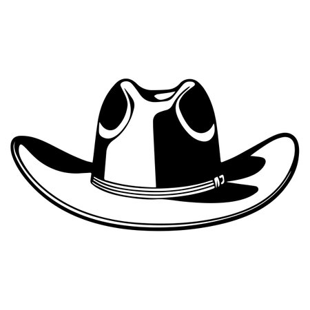 cowboy hat icon image vector illustration design  black and white colorのイラスト素材