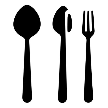 Fork, spoon and knife icon. Simple illustration of fork and knife vector icon for webのイラスト素材