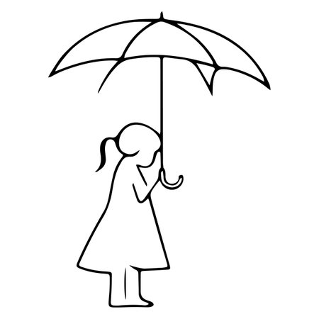 Girl with umbrella. Vector illustration of a girl with an umbrella.のイラスト素材
