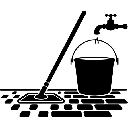 Cleaning service. Cleaning bucket and mop. Vector illustrationのイラスト素材