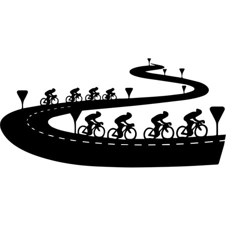 Cycling race on the road. Silhouette. Vector illustrationのイラスト素材