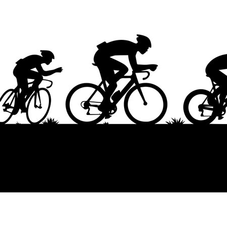 Cyclists active sport silhouettes vector background illustration concept for posterのイラスト素材
