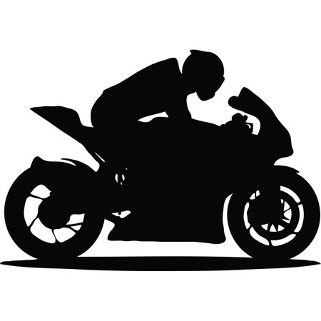 illustration of a motorcyclist in silhouette on a white backgroundのイラスト素材