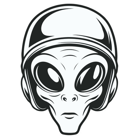 Vector illustration of an alien head with a helmet on a white backgroundのイラスト素材