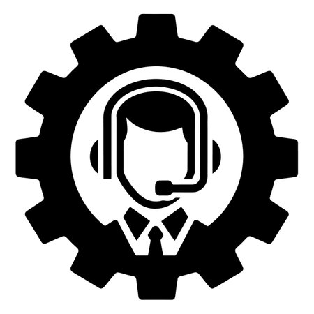 Operator with gear icon. Simple illustration of operator with gear vector icon for webのイラスト素材