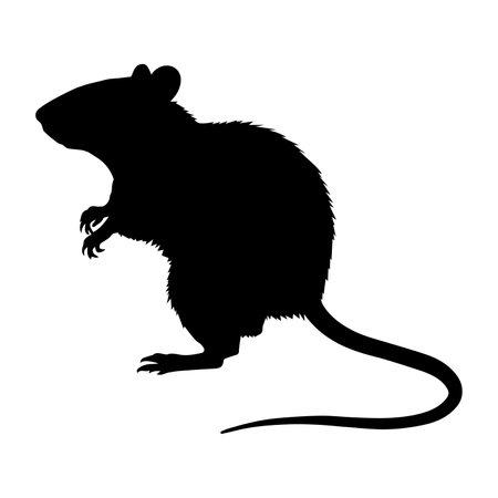 Rat black silhouette on a white background. Isolated vector illustration.のイラスト素材