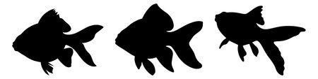Set of black fish silhouettes isolated on white background. Vector illustration.のイラスト素材