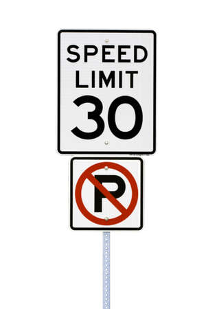 White 30 mph speed limit sign cut outの写真素材