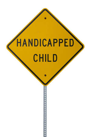 Yellow Handicapped Child Sign cutoutの写真素材