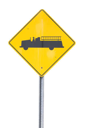 Yellow fire truck sign cut outの写真素材