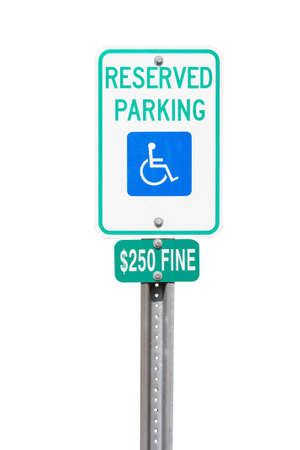 White reserved handicapped parking sign cut outの写真素材