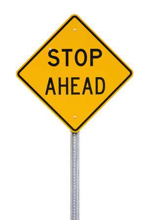 Yellow Stop Ahead Sign cut outの写真素材