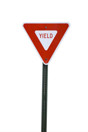 Red yield sign cut out against white