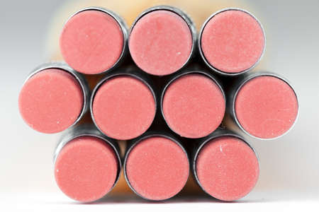 Pink pencil erasersの写真素材