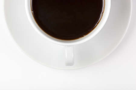 Hot coffee in a white cupの写真素材