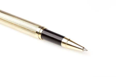 A shiny new pen on a white backgroundの写真素材