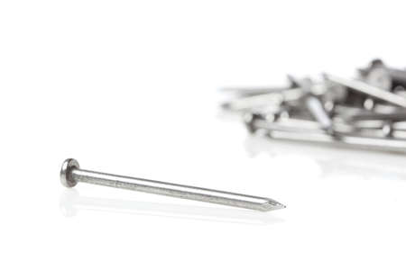 Silver Steel nails made for constructionの写真素材