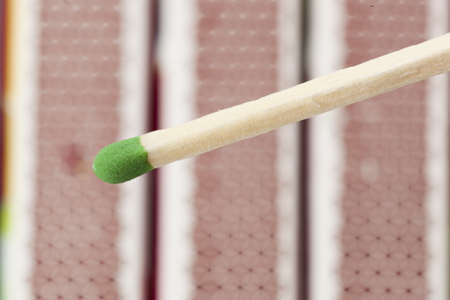 Green Wooden Matches against a back groundの写真素材