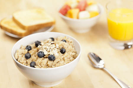Organic Cooked oatmeal with other breakfast items
