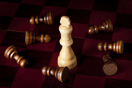 Classic Wooden Chessboard with Cheese Pieces against a backgroundの写真素材
