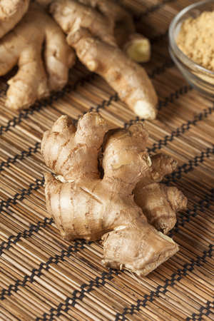 Fresh Organic Oriental Ginger on a backgroundの写真素材