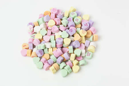 Colorful Conversation Hearts Candy for Valentines Dayの写真素材