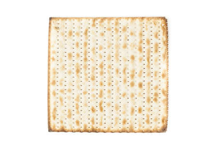 Homemade Kosher Matzo Crackers made with flour and waterの写真素材