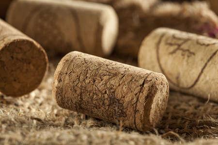 Rustic Brown Wine Corks in a large groupの写真素材