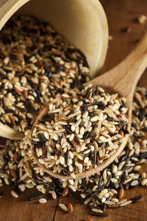 Organic Dry Multi Grain Rice against a background