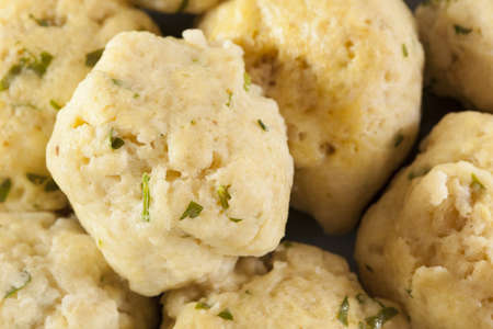 Homemade Matzo Ball Dumplings with Parsley for passoverの写真素材