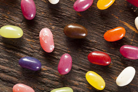 Colorful Mixed Fruity Jelly Beans on a backgroundの写真素材