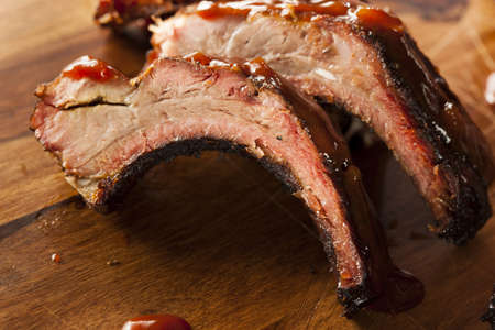 Smoked Barbecue Pork Spare Ribs with Sauce