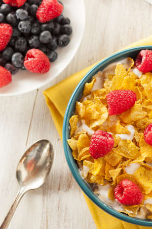 Healthy Cornflake Cereal for Breakfast with Berries