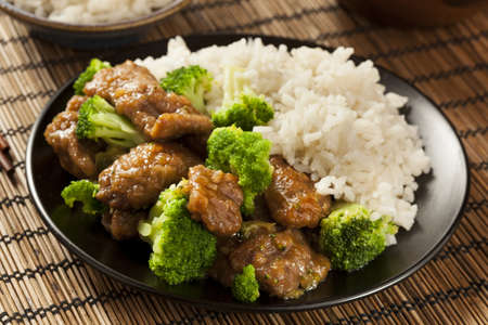 Homemade Asian Beef and Broccoli with Riceの写真素材