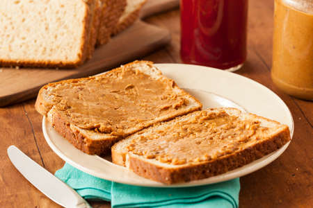 Homemade Chunky Peanut Butter Sandwich on Whole Wheat Bread