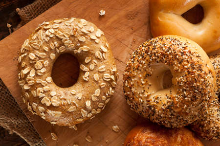 Healthy Organic Whole Grain Bagel for Breakfastの写真素材