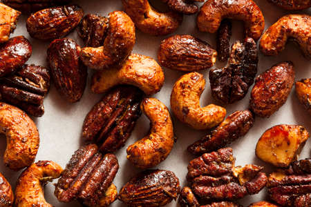 Brown Candied Caramelized Nuts with Cinnamon and Spices