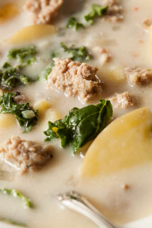 Sausage and Kale Tuscana Soup with Potato Appetizerの写真素材