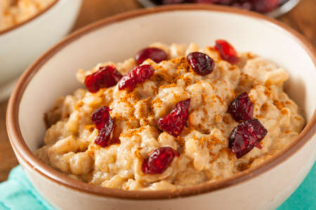 Homemade Healthy Rice Pudding with Brown Cinnamonの写真素材