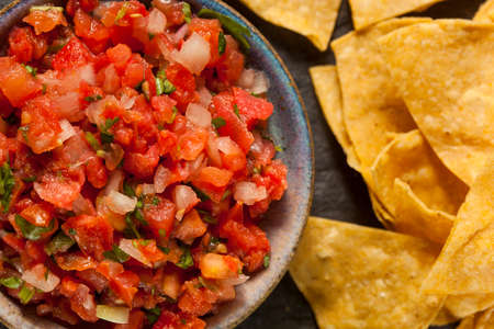 Homemade Pico De Gallo Salsa and Chips Ready to Eat