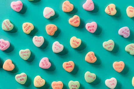 Colorful Candy Conversation Hearts for Valentine's Dayの写真素材