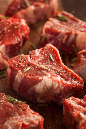 Raw Red Lamb Chops with Salt and Pepper Seasoningの写真素材