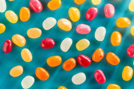 Multi Colored Jelly Bean Candy in a Bowlの写真素材