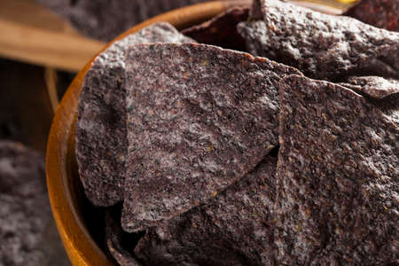 Homemade Organic Blue Corns Chips の写真素材